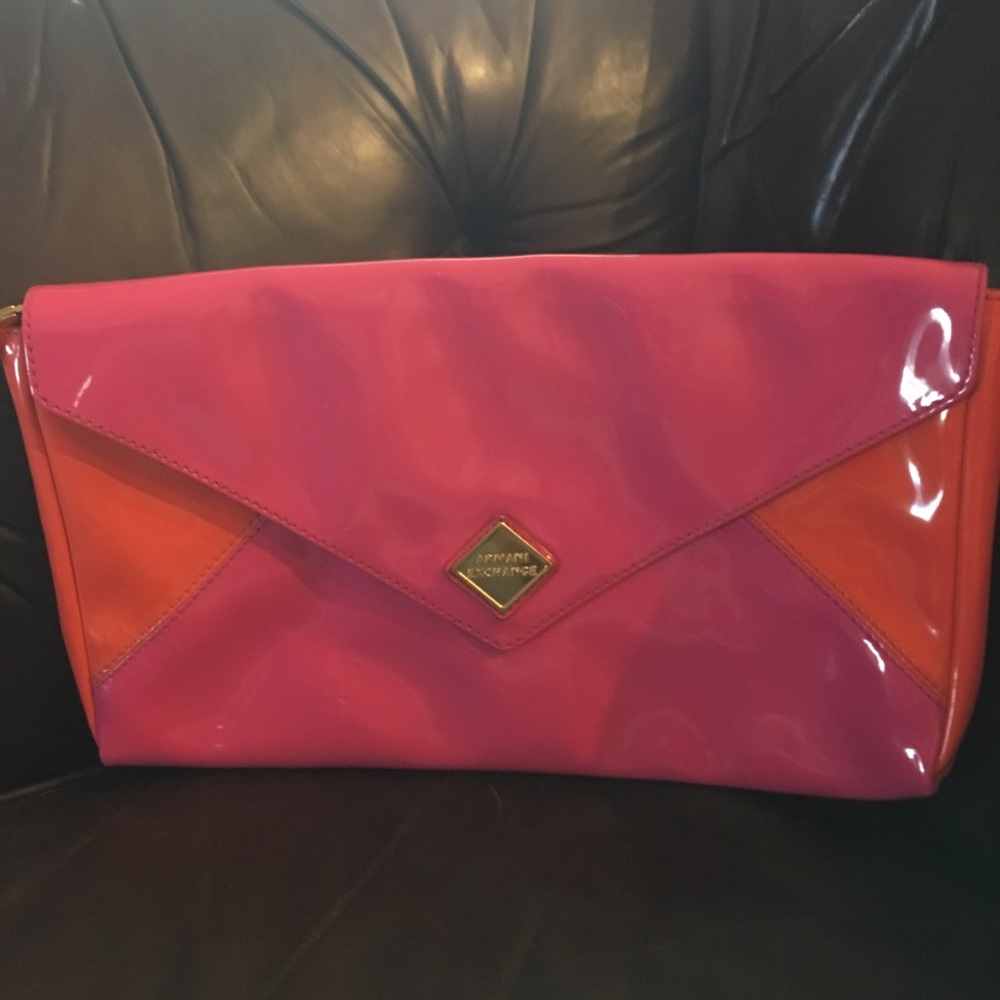 Vintage pink and orange patent leather purse